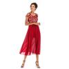 Estação Independente da Amazon Comércio Exterior Transfronteiriço Temperamento Europeu e Americano Vestido de Chiffon com Costura em Renda Feminino Liquidação de Verão
