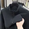 Cardigan de Tricô Pelúcia Transfronteiriço Jaqueta Casual para Homem ao Ar Livre Estilo Outono/Inverno 2025 Jaqueta Grossa Quente com Gola Alta Masculina