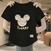 Comércio Exterior Transfronteiriço Liberação Estoque Grande Marca Etiqueta Cortada Camiseta Feminina Manga Curta Tamanho Grande Top Solto Roupa de Mãe Cobertura da Barriga