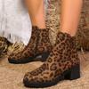 Botas de moda ocidentais plus size europeias e americanas transfronteiriças 2024 inverno novo salto médio Coringa zíper lateral senhoras botas curtas atacado