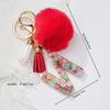 Llavero colgante con letra de pieza de fruta de resina transparente transfronteriza, llavero colgante de bola de pelo roja de moda personalizado