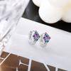Brincos Geométricos Exquisitos em Forma de Diamante com Zircônia Colorida, Brincos de Luxo Leve e de Alta Qualidade, Atacado de Joias Femininas