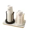 Estante de Almacenamiento de Vasos de Papel para Escritorio Tienda de Té con Leche Cafetería Dispensador de Vasos Desechables Estante de Almacenamiento Estante de Dispensador de Agua de Gama Alta