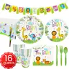 Novo Conjunto de Festa de Aniversário de Animais da Selva Decoração de Festa de Aniversário Infantil CHUVEIRO DE BEBÊ Suprimentos
