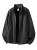 Chaqueta gruesa con textura y forro polar para hombre, adecuada para parejas jóvenes, chaqueta deportiva con cremallera y cuello alto engrosado para otoño e invierno