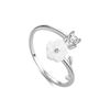 Anillo Abierto de Plata de Ley 925 Flor Concha Lujo Ligero para Mujer Diseño Nicho de Flor Anillo de Dedo Nuevas Explosiones