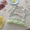 [En Stock] 26 Estilos Nuevos de Tops de Verano para Niñas con Estampado de Conejo Transpirable y Falda de Malla, Versátiles y Sencillos para Bebés
