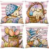 Venta Caliente de Pascua Funda de Almohada de Conejo Nórdico Oficina Sofá Funda de Cojín de Lino Transfronterizo Decoración del Hogar Modelo Nuevo