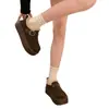 Sapatos Birkenstock Plataforma Retro de Solado Grosso para Mulheres Mocassins 2026 Outono/Inverno Novo Estilo Botas de Neve Espessadas com Veludo Sapatos de Algodão com Pelo