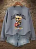 Sudadera con Estampado de Letras de Oso Guitarra Ídolo de Cuervo para Mujer, Jersey Holgado, Ropa Casual de Otoño, Cuello Redondo