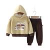 Roupas Infantis de Primavera e Outono, Veludo Infantil para Menino Super Fofo Casual com Capuz Aconchegante Suéter de Inverno Conjunto Quente Tendência