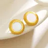 Brincos Redondos da Moda e Simples para Mulheres, Design Banhado a Ouro em Aço Inoxidável 304, Brincos Irregulares Versáteis e Únicos