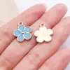 Acessórios para Joias de Liga DIY Pingente de Girassol Azul Lago Flor de Cerejeira Óleo Gotejado Pulseira Colar Brincos Chaveiro