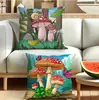 Funda de Almohada Popular Roja Grande con Diseño de Hongo y Mariposa Temática de Bosque Transfronteriza para Oficina, Dormitorio, Decoración de Coche, Cubierta de Almohada para Sofá