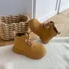 Botas Martin para niños, botas amarillas para niños y niñas, botines de moda de otoño, botas de exterior, botas de cuero de suela gruesa estilo británico para niños mayores