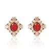 Set de Tres Piezas de Joyería de Lujo Ligero Color Esmeralda Simulada, Pendientes, Collar, Anillo para Mujer, Set Estilo Palacio