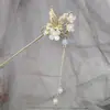 Acessórios de Cabelo de Alto Padrão Estilo Antigo Dinastia Han, Pentes de Cabelo, Acessórios Versáteis de Liga Metálica com Franjas Nicho Retrô, Tiara de Bola Venda por Atacado