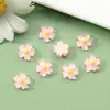 Patches de flor de acrílico amarela em formato de coração, 8mm, com cinco pétalas, flores frescas multicoloridas, acessórios DIY para brincos e presilhas de cabelo