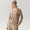Baicai 100% cashmere nova coleção, tricô de alta qualidade, gola V, 2026 vazado de manga longa, top de tricô justo