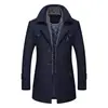 Nuevo en Stock Abrigo de Lana para Hombre Otoño e Invierno Cuello Bufanda de Hombre Abrigo Cálido de Lana Abrigo para Hombres de mediana edad