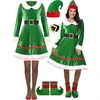 2026 Novo Conjunto de Fantasia de Elfo de Natal Feminino Transfronteiriço Cosplay Performance de Palco Vestido de Veludo Listras