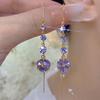 Pendientes Largos con Borla de Bola de Diamante Morado para Mujer, Elegantes Pendientes de Bola de Diamante Super Brillantes, Nuevos Pendientes Adelgazantes Estilo 2026