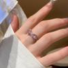 Novo anel de arco de diamante rosa princesa rosa coração de menina zircão anel simples anel aberto anel de dedo indicador atacado