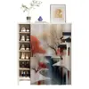 Cortina Cubierta para Zapatero Retro de Pueblo Acuático Jiangnan Cortina para Gabinete con Riel Deslizante Cortina Decorativa para Ocultar Zapatero sin Puertas Cortina a Prueba de Polvo
