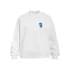 Camiseta Masculina Manga Longa Estampa de Pentagrama com Letras Criativas, Solta, Primavera Outono, Marca Americana Tendência, Casual, Gola Redonda