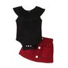 Ropa para niños Tengxin Amazon verano bebé cuello con volantes algodón sin mangas falda de pana traje para niñas