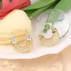 Brincos de Micro Diamante com Design Vazado Retro de Cristal Dourado de Luxo Leve de Nicho Exquisitos Brincos da Moda de Celebridade