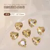 Celebridad en línea popular otoño e invierno Maillard K9 Marrón amarillo corazón torcido con forma de corazón punta inferior diamante uña zirconita decoraciones para uñas