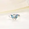 Anillo Clásico de Mariposa de Plata de Ley S925 para Mujer, Versátil, Moderno, Retro, de Nicho, de Gama Alta, Elegante y Exquisito Anillo Abierto de Regalo
