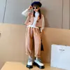 Conjunto de Traje para Niñas 2026 Nuevo Estilo Primavera y Otoño para Niños Mayores, Camisa Casual, Chaleco, Pantalones de Pierna Ancha, Traje de Tres Piezas