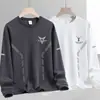 Sudadera de hombre para primavera y otoño, talla grande, versátil, holgada, casual, moderna, jersey de cuello redondo, gruesa, camisa base elegante