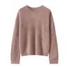 Suéter de Cashmere Feminino 100% Cashmere Puro Novo Engrossado Feijão Dourado Escovado Gola Redonda Pulôver Suéter Tricotado