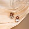 Brincos de Flor Simples Curtos com Zircônia Incrustada Estilo Coreano Tendência Luxo Leve Design de Nicho Brincos Criativos Brincos