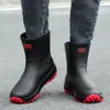 Zapatos de pesca impermeables para hombre de media pantorrilla para exteriores, botas de agua, botas de lluvia antideslizantes para repartidores
