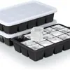 Bandeja de cubitos de hielo grande más vendida con tapa, Bandeja de hielo para conservación de sopa congelada de 4 compartimentos, Molde de hielo cuadrado de silicona para alimentos congelados de 15 compartimentos