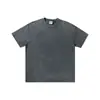 Camiseta de Algodão Puro 300g Tingida com Cera Lavada, Cor Sólida, Manga Curta Solta Casual de Verão, Pesada Respirável Atacado