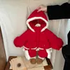 Traje de Año Nuevo para Bebé Lindo Rojo Acolchado Ropa Gruesa de Algodón para Niñas, Niños Pequeños Invierno Cálido Versátil Leggings