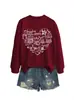 Amazon eBay sitio independiente de moda y único casual versátil para mujer estampado de corazón otoño e invierno cuello redondo manga larga sudadera