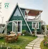 Casa de madeira triangular ao ar livre, casa de madeira pré-fabricada em A, cabine de férias triangular de aço leve para camping em área cênica