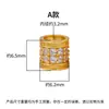 Pulsera tradicional de plata de ley S925 color dorado hecha a mano con cuentas de la suerte sólidas incrustadas de diamantes, anillos deslizantes, cuentas espaciadoras y cuentas de barril