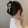 Exquisito Flor de Pessegueiro Pega-Cabelo Atrás da Cabeça Presilha Flor Presilha Tubarão Grande Liga Zinco Strass Pérola Acessórios de Cabelo Garra de Cabelo Presilha de Cabelo