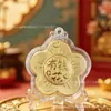 Llave de Oro Puro 999 Flor de Dinero Colgante Decoración para Bolso Regalo para Transmisión en Vivo Año del Caballo Regalo de Año Nuevo Venta al por Mayor