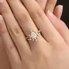 Super Popular Bestseller Transfronterizo: Anillo de Piedra Lunar Incrustada, Anillo de Pareja Versátil de Moda para Mujer con Zircón en Forma de Lágrima, Estrella y Luna