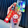 Llavero de oso electrochapado UV, muñeco de goma suave de dibujos animados, colgante para bolso, figura para máquina de garras de peluches, pequeño regalo
