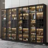 Armário de vinho armário de exposição vidro sala de estar montado na parede integrado moderno simples luxo leve adega doméstica 2024 novo armário de armazenamento