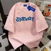 Camiseta de Algodón Puro Pesado Estilo Hip-Hop de Verano con Letras Tie-Dye Cuello Redondo Manga Corta Moderna Corte Amplio Adelgazante Top para Pareja para Hombres y Mujeres